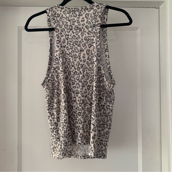 Z Supply Tank Top Womens Small Animal Print Cheetah Razor back White Tan Black - Picture 2 of 7